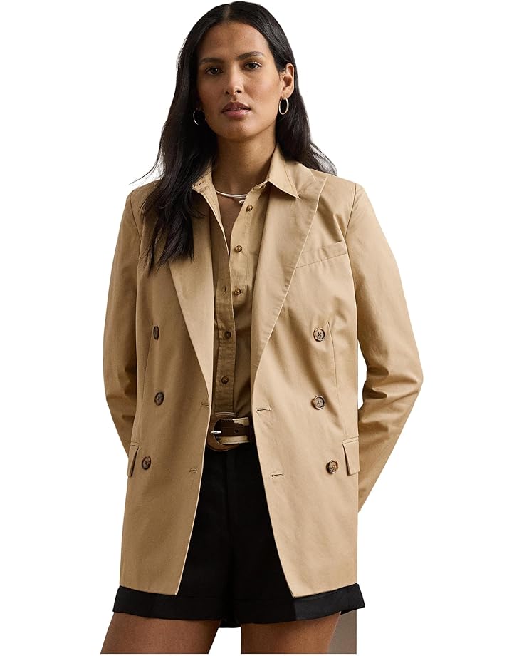 

Блейзер Lauren Ralph Lauren Double-breasted Cotton Twill Blazer, цвет Birch Tan