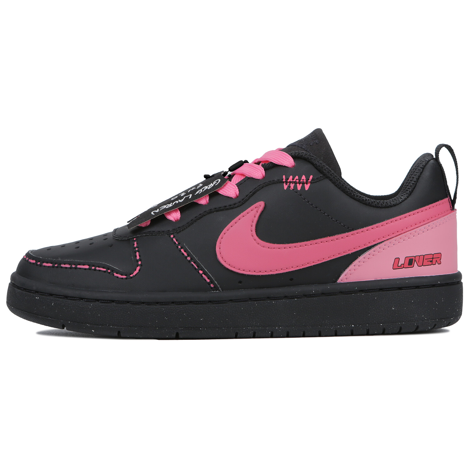 

Кроссовки Nike Court Borough Skateboard Shoes Women's Low-Top Black Pink, Черный, Кроссовки Nike Court Borough Skateboard Shoes Women's Low-Top Black Pink