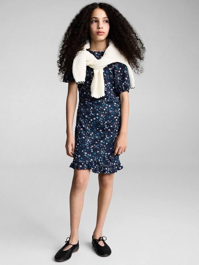 

Детское платье Amaia с цветочным принтом и пышными рукавами Mango, Navy