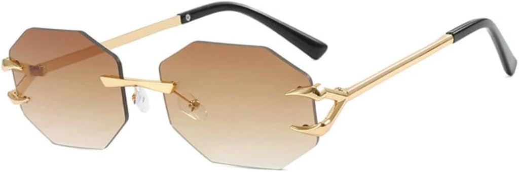 

Солнцезащитные очки с защитой UV400 | Панк, без оправы, металлические линзы, цветные линзы | для женщин и мужчин, для занятий спортом на открытом воздухе и вождения DSVIGF, Gradient Tea