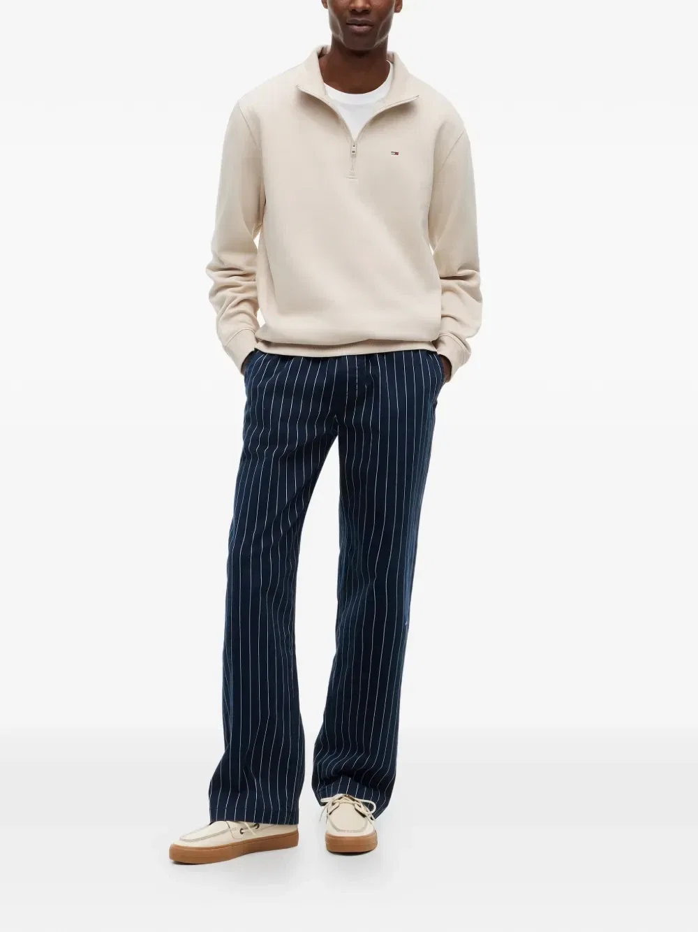 Свитшот с воротником-молнией и вышивкой логотипа Tommy Hilfiger, бежевый — фото 2