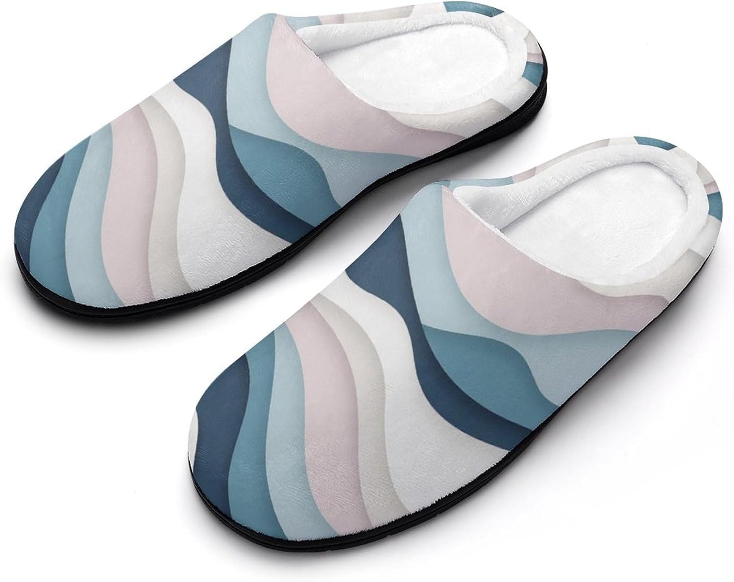 

KKdskkds Яркие домашние тапочки для мужчин из хлопка с противоскользящим покрытием, уютные, теплые, дышащие, синий/розовый