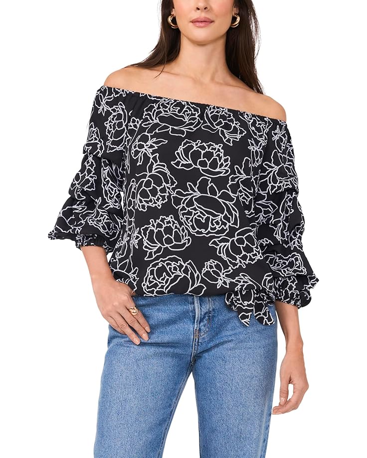

Блуза Vince Camuto Off-the-Shoulder Blubble Sleeve Blouse, цвет Rich Black