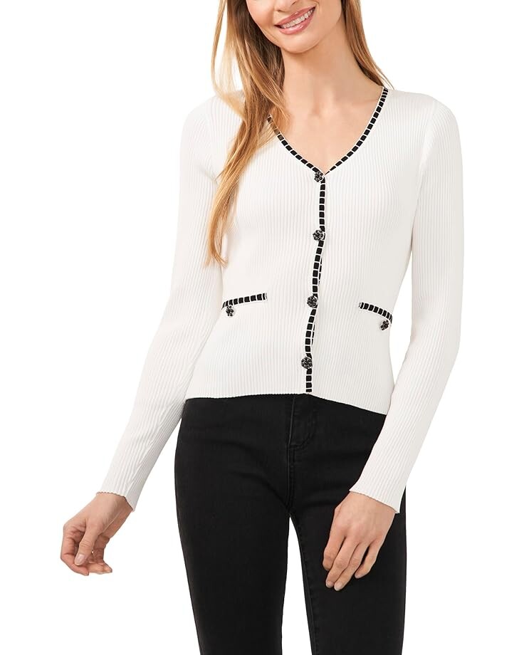 

Свитер CeCe Cropped Pocket Detail Cardigan, белый