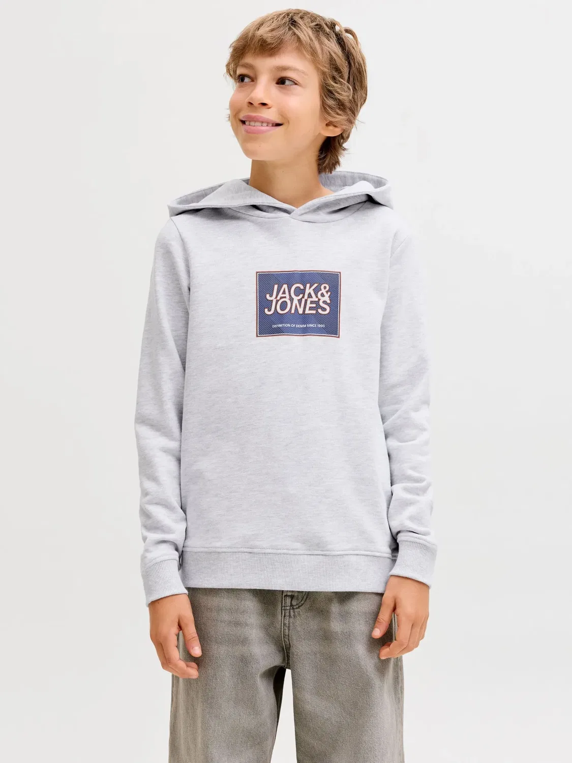 Капудиновер из хлопка JACK & JONES Junior, white melange — фото 3
