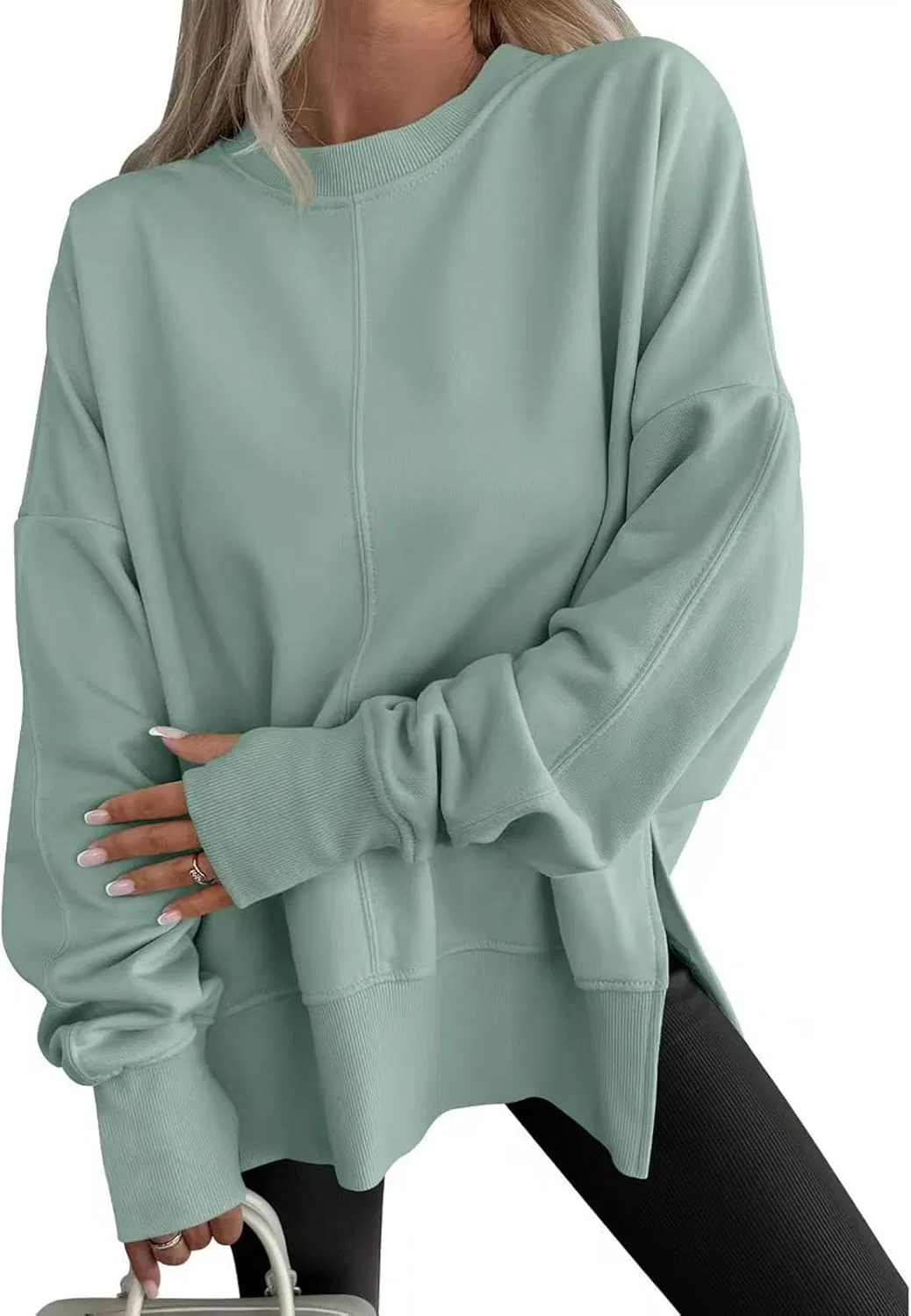 Свитшот женский, свободный, из коллекции Spring-Summer 12, мятно-зеленый — фото 3