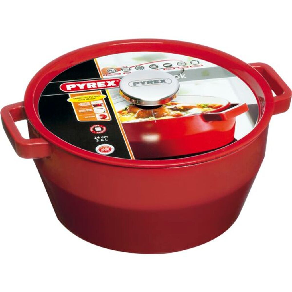 

PYREX Кастрюля Slow Cook круглая, 6,3 л, красная, красный