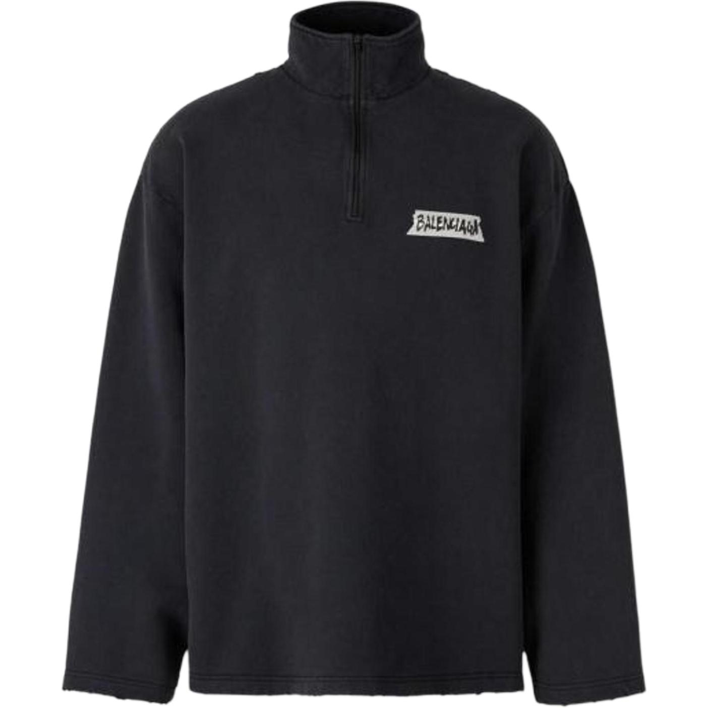 

Потертый худи на молнии Balenciaga, черный