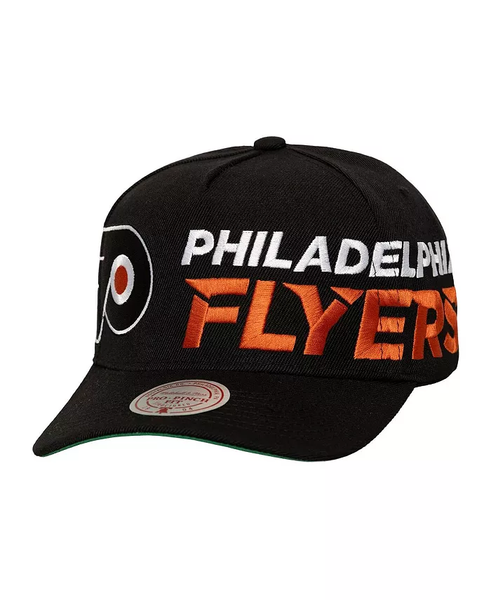 

Мужская черная кепка Philadelphia Flyers с логотипом Busted Wordmark Wrap-Around Pro Pinch Adjustable Mitchell & Ness