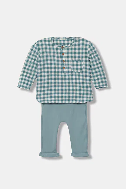Комплект детский в клетку United Colors of Benetton, бирюзовый