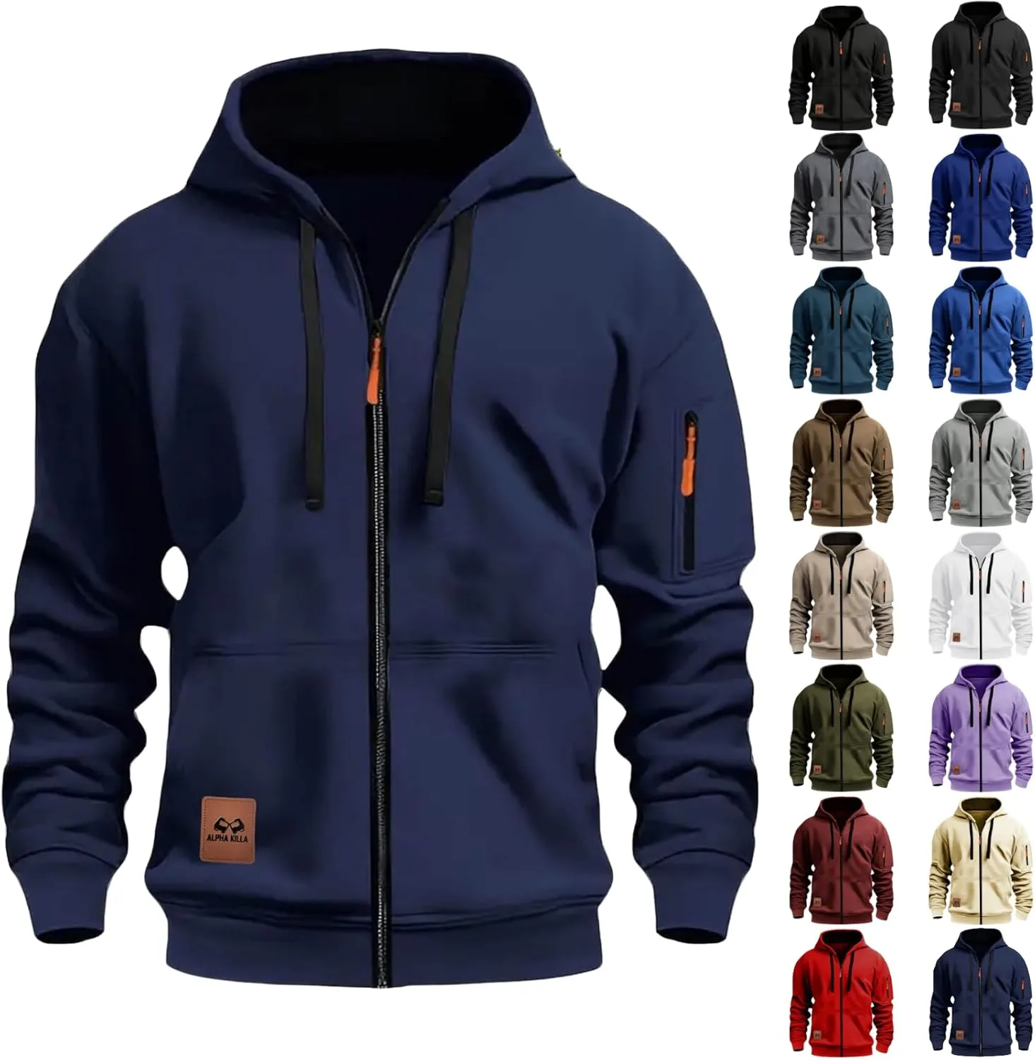 

Толстовка ABABC с капюшоном на молнии, мужская, с длинным рукавом и карманами