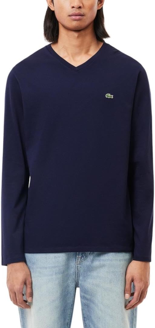 

Мужская футболка Lacoste с длинным рукавом и V-образным вырезом, Navy Blue, Синий, Мужская футболка Lacoste с длинным рукавом и V-образным вырезом, Navy Blue