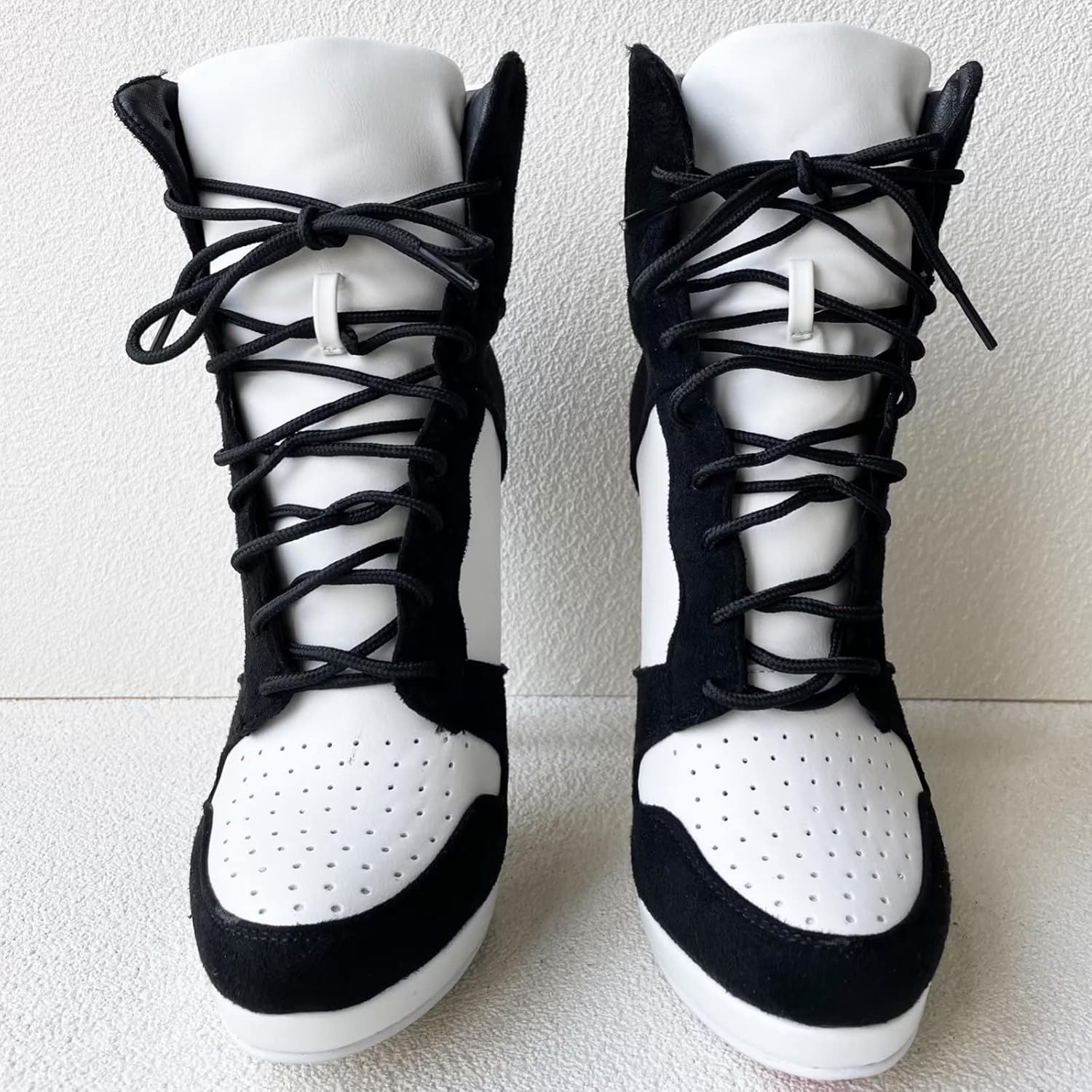 Ботильоны Frankie Hsu Stiletto Sport с высокой шпилькой для баскетбола, черные замшевые классические белые кроссовки-бутсы, дизайнерская обувь больших размеров для женщин и мужчин — фото 4