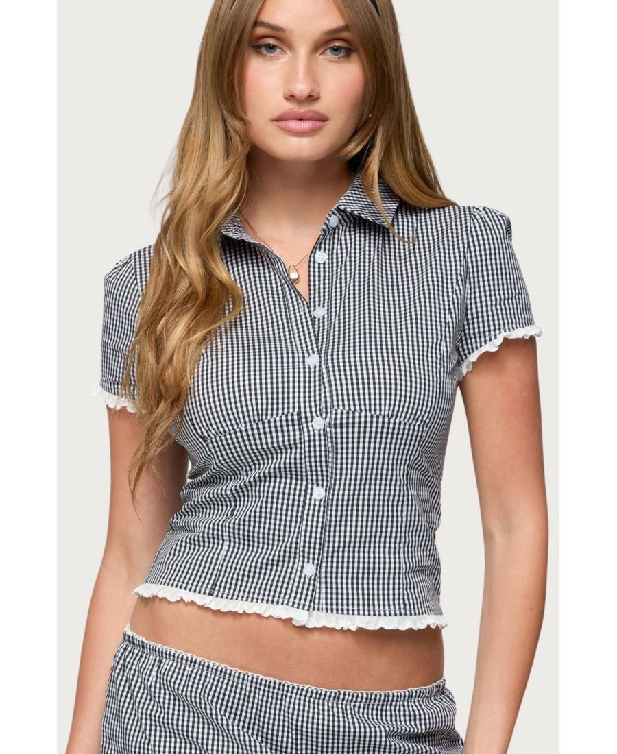 

Женская рубашка в клетку Paige с застежкой на пуговицы Edikted, Black-and-white