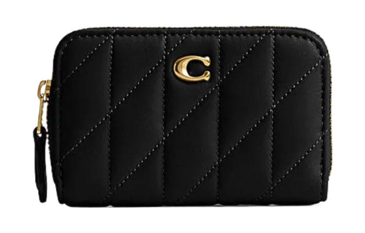 

Кошелек на молнии из мягкой овечьей кожи с отделением для монет, визитница и держатель карт Trumpets Женский Черный COACH
