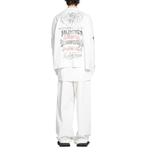 Футболка diy metal long sleeve t-shirt medium fit 'white black red' Balenciaga, белый — фото 4