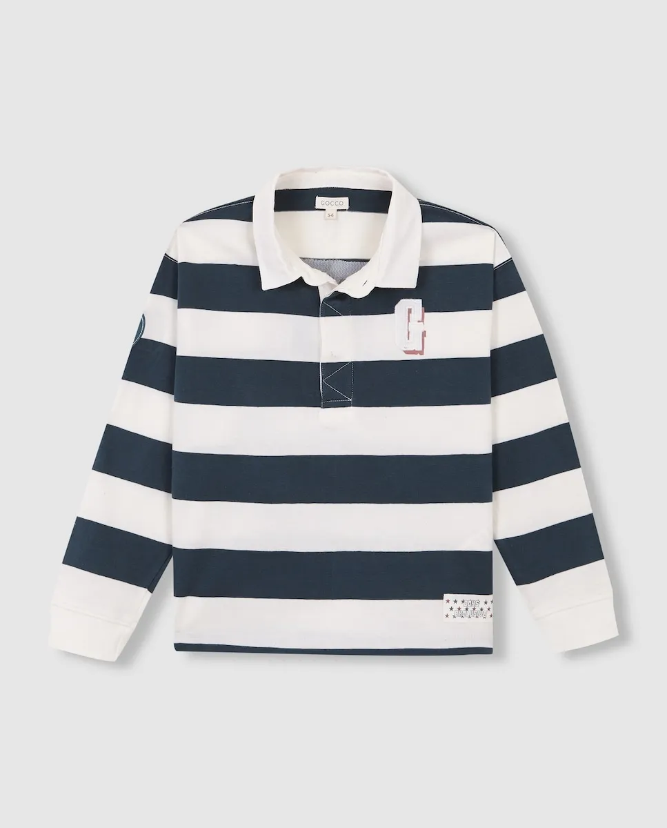 

Детская рубашка-поло в полоску с длинным рукавом Gocco, темно-зеленый