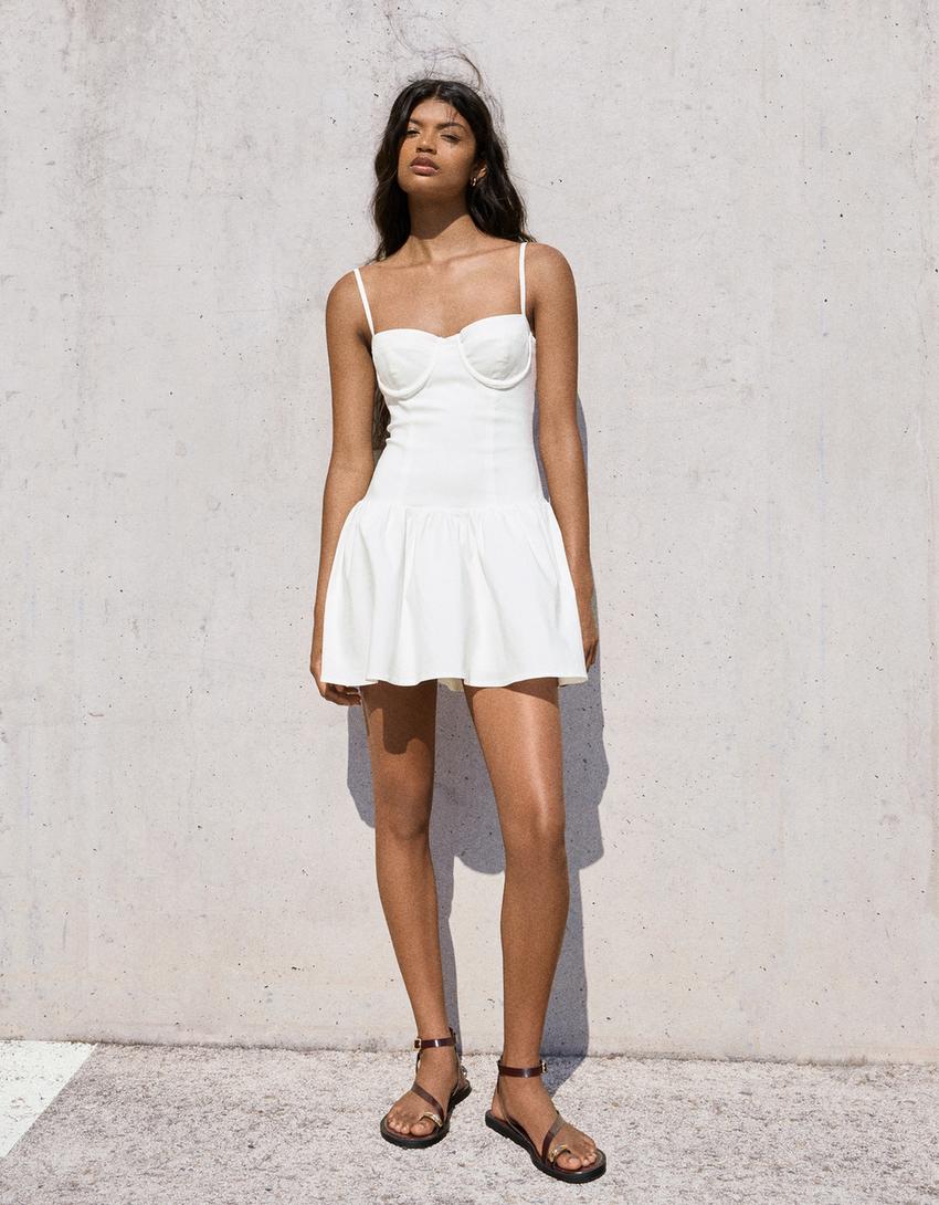 

Мини-Платье Bengaline Bershka, белый
