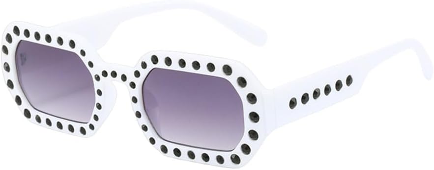 

Уникальные солнцезащитные очки в форме многоугольника и прямоугольника для женщин, винтажные, прозрачные, с бриллиантовой отделкой, идеально подходят для вечеринок, путешествий и повседневной носки TYUVIVO, White Gray