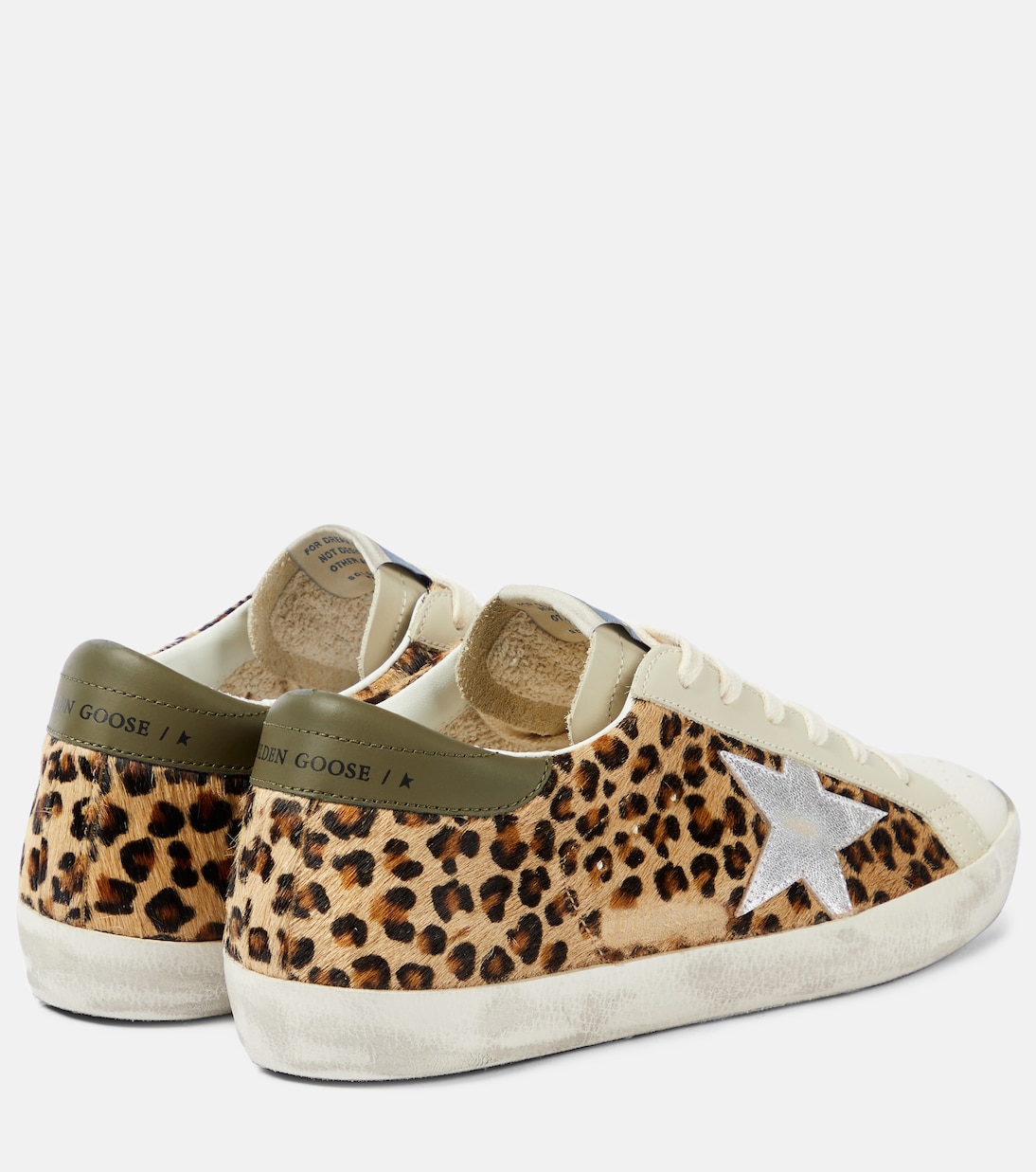 Суперзвезда кожаные кроссовки с леопардовым принтом Golden Goose, Beige/ Brown/ Black/ Silver/ Olive — фото 3