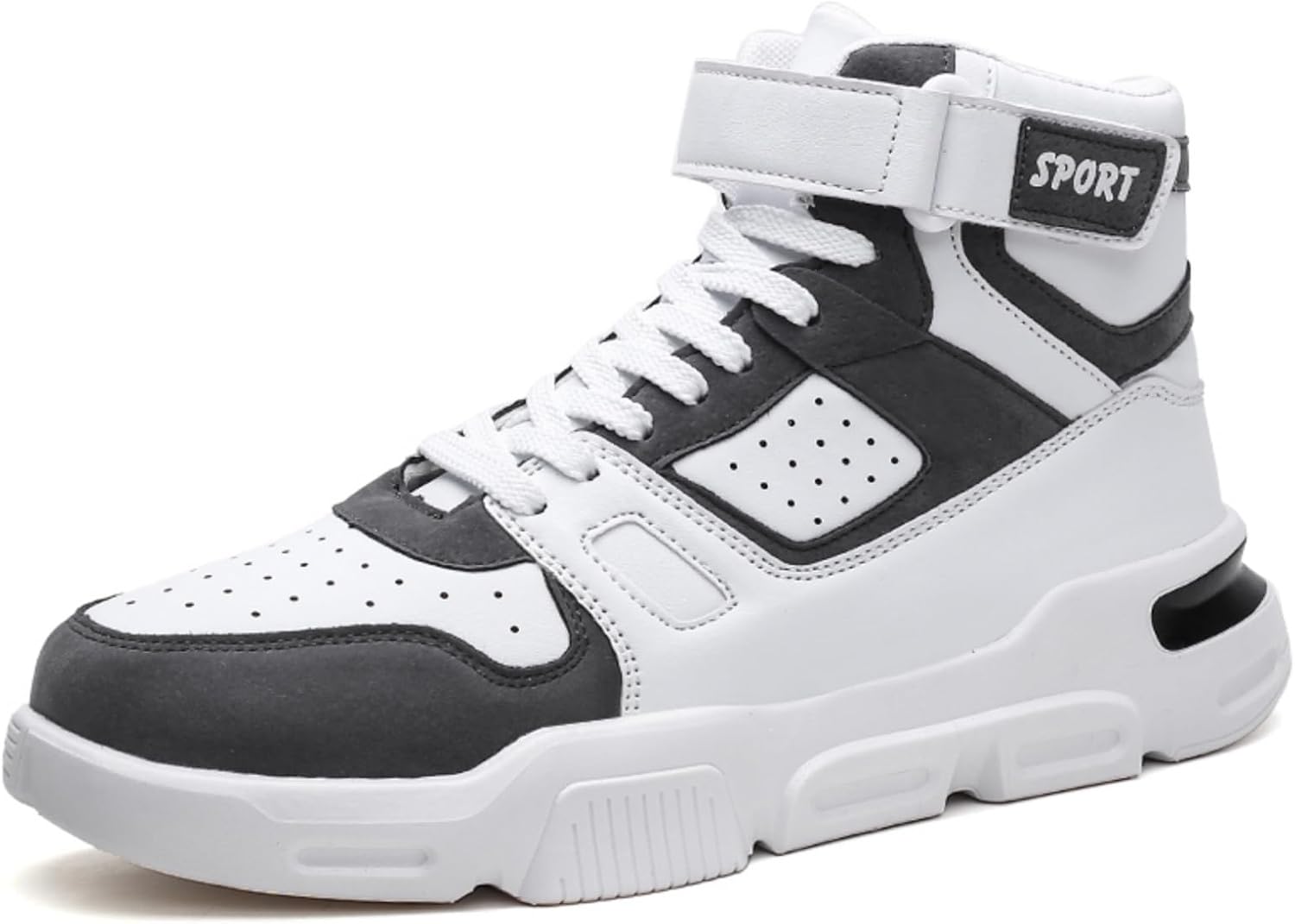 

Мужские высокие кеды, разнообразные стильные модели с шнуровкой и ремнями, удобная повседневная обувь для стритвира и повседневной моды Khwfjas, белый/серый