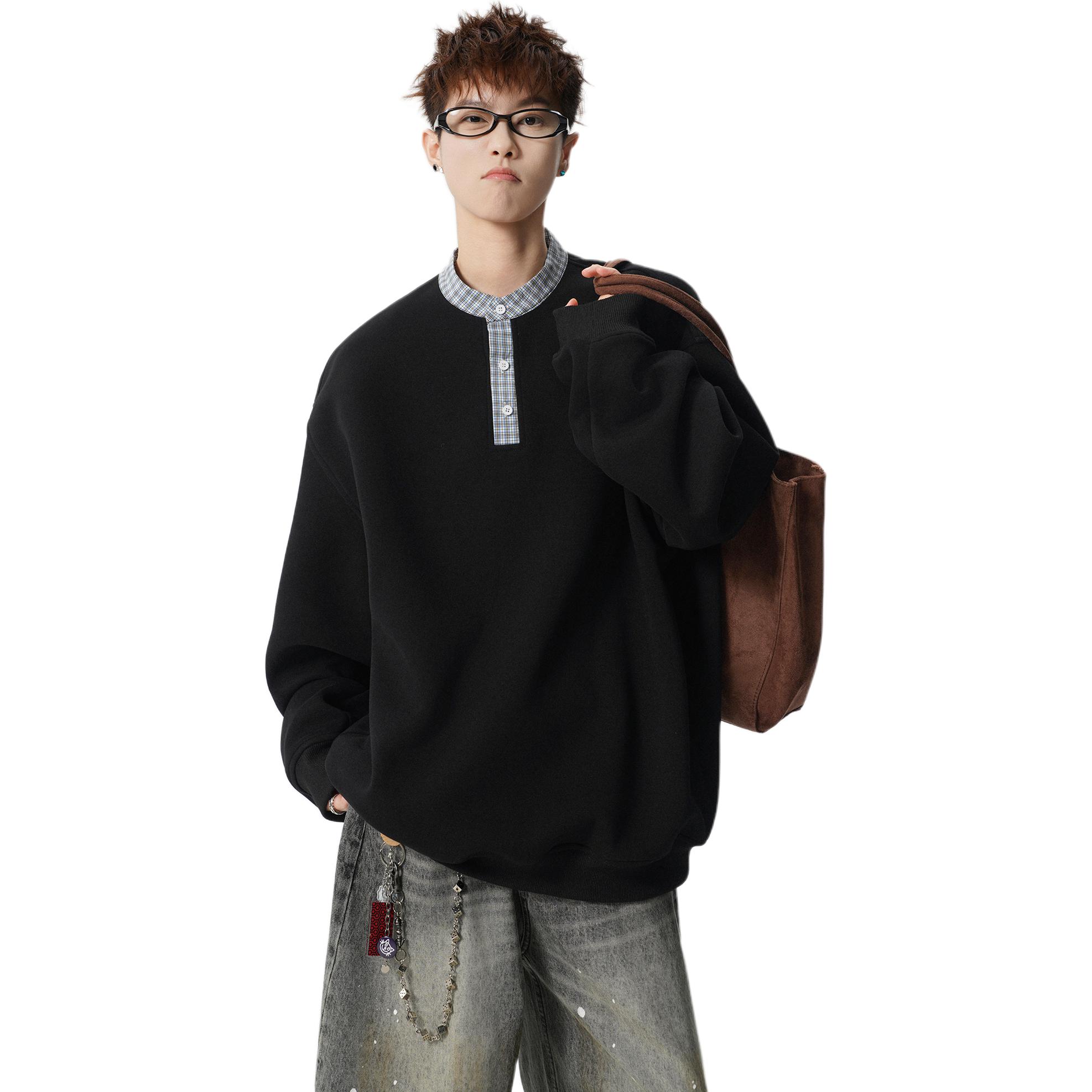 

Свитшот Unisex Henry Collar Moderate Regular WARRIOR, черный (diy badge)