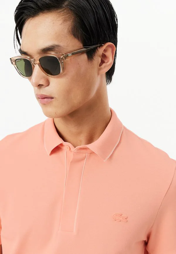 Контрастная рубашка-поло smart paris стрейч с рибетом Lacoste, Rose Corail-Ui — фото 4