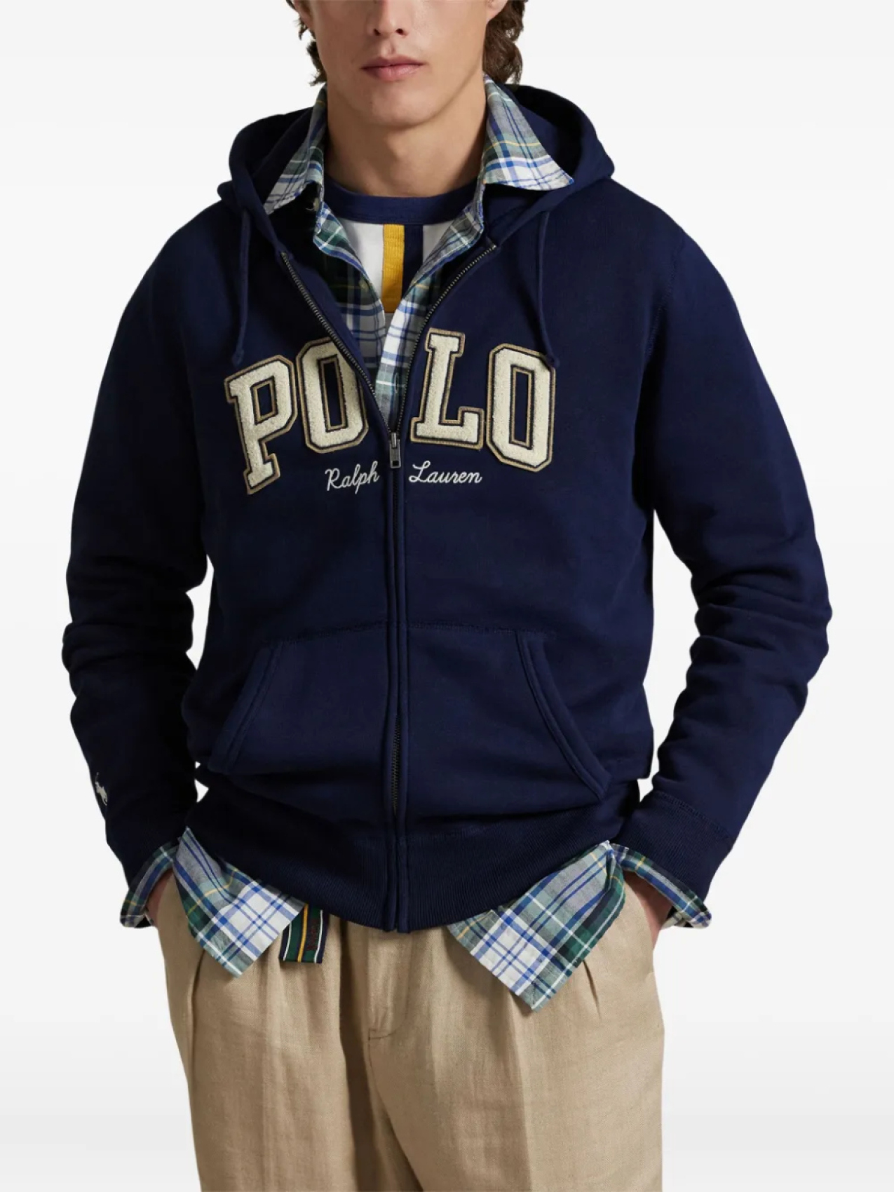 Толстовка с капюшоном на молнии с вышитым логотипом Polo Ralph Lauren, синий — фото 3