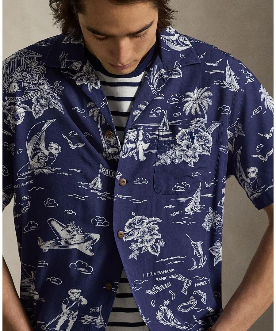 Мужская рубашка для кемпинга с принтом Polo Ralph Lauren, Cruise Navy Nautical — фото 3