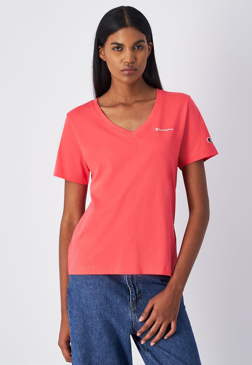 

Базовая футболка ICONS V-NECK SMALL LOGO Champion, розовый