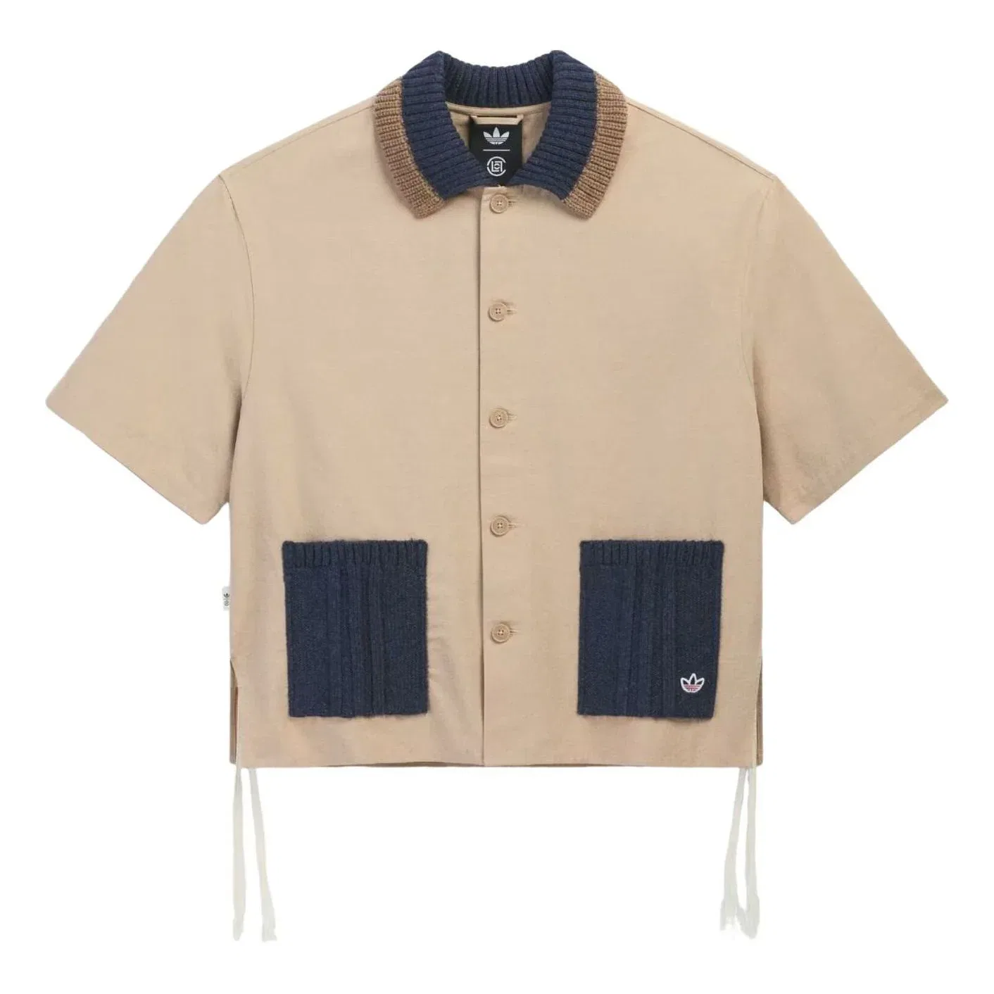 Рубашка-гуаябера Adidas x CLOT с короткими рукавами, цвет tan