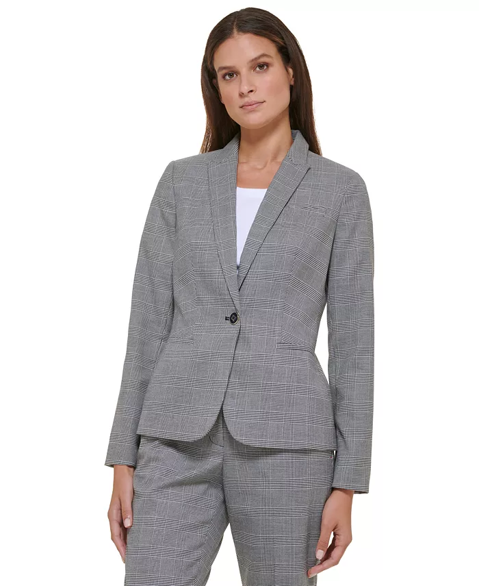 

Женский однобортный пиджак в клетку Glen Plaid Tommy Hilfiger, мультиколор