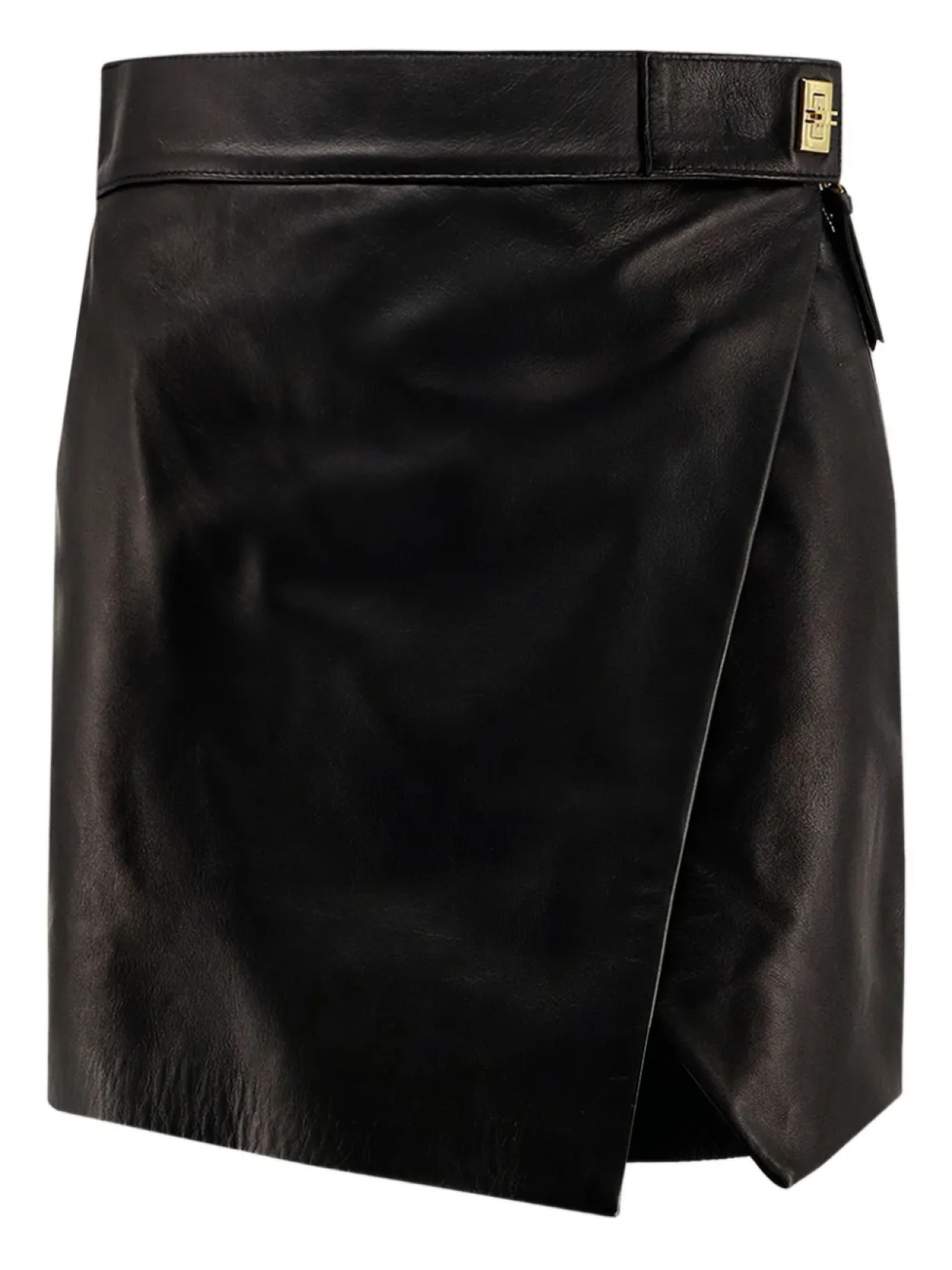 

Кожаная юбка Elisabetta Franchi с запахом и застежкой-молнией, черный
