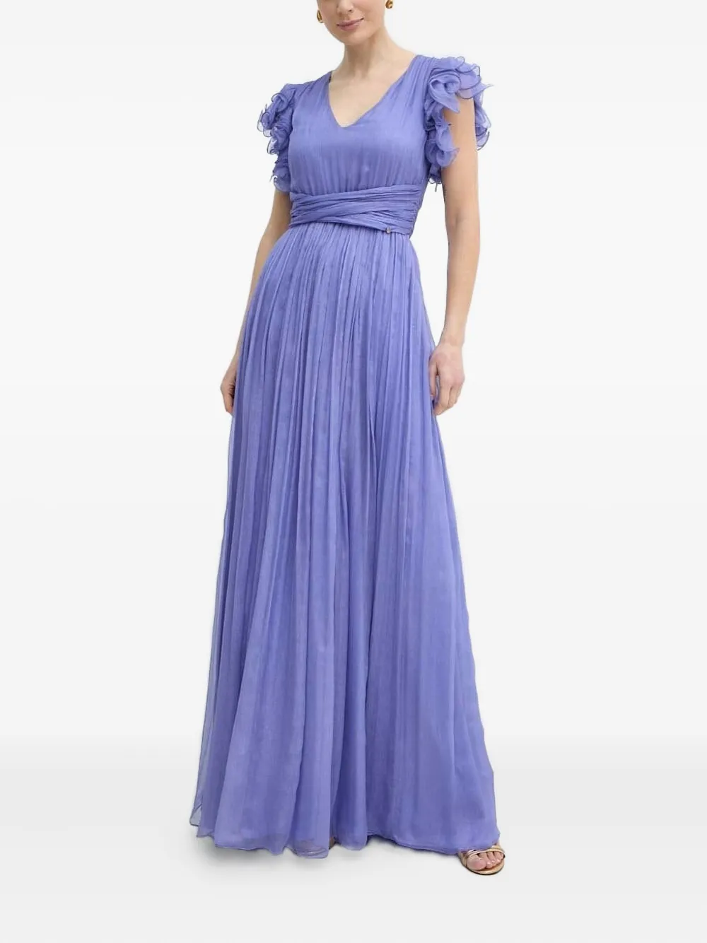 

Плиссированное платье с оборками на рукавах NISSA, фиолетовый