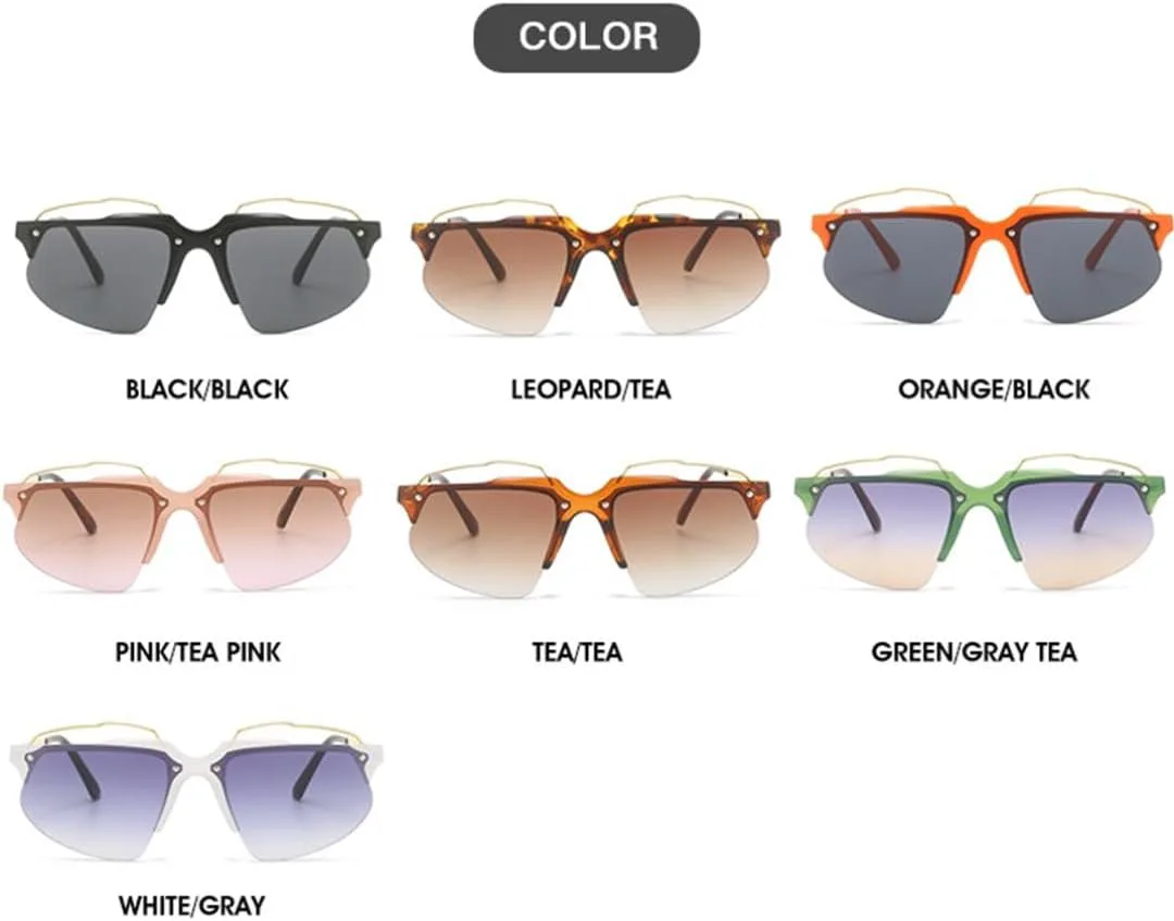 

Модные женские солнцезащитные очки без оправы в стиле панк, «кошачий глаз», ретро, ​​роскошные очки с защитой от УФ-излучения UV400 для мужчин TOIPASTN, White