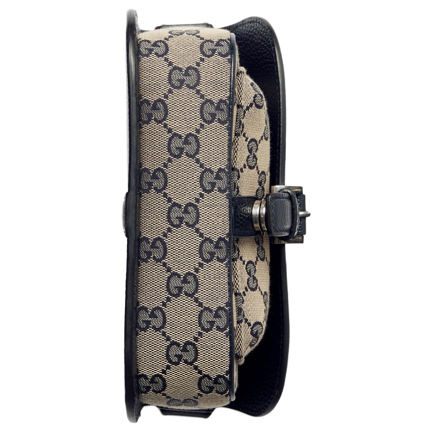 GUCCI Сумка через плечо Canvas с кожаными деталями, кроссбоди экстра мини мужская, beige & blue — фото 3