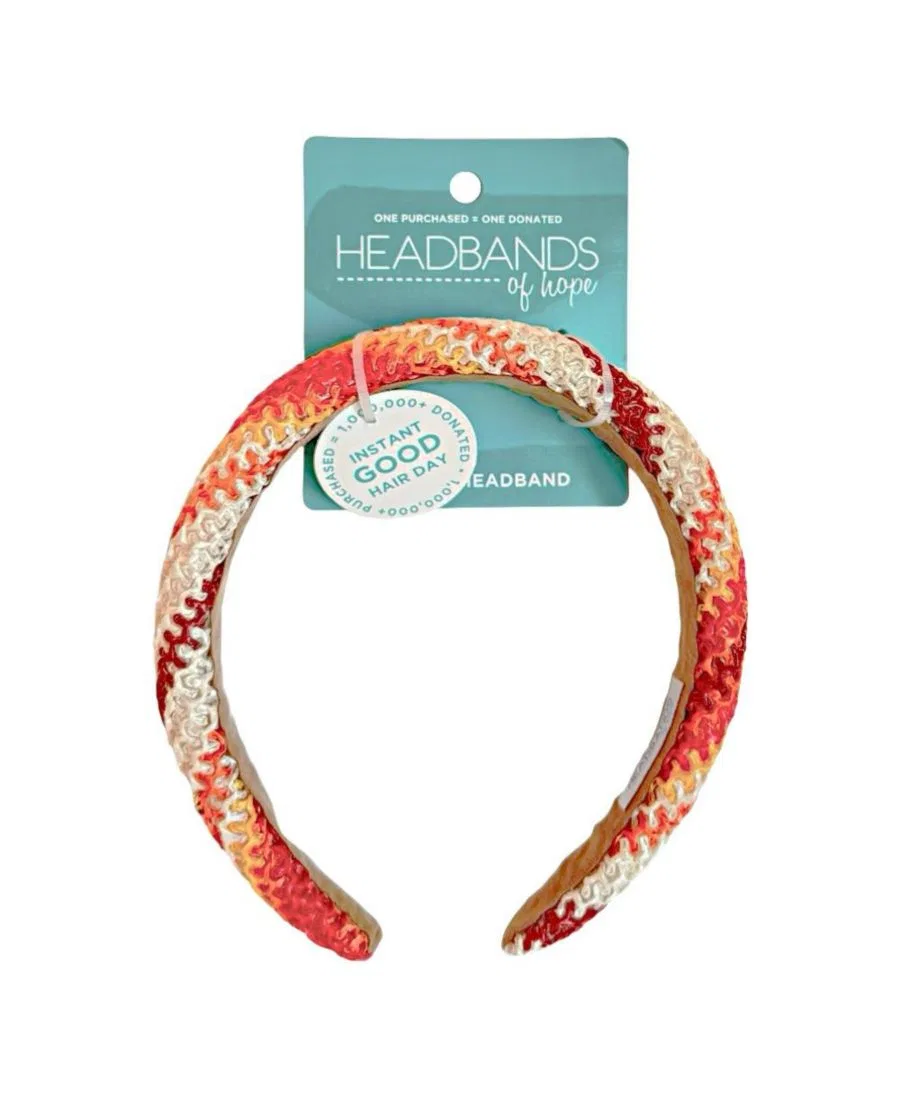 Классическая женская мягкая плетеная повязка на голову из рафии Headbands Of Hope, красный/оранжевый — фото 3
