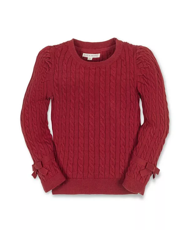 

Детский свитер из органического хлопка с длинными рукавами-фонариками и бантиком - для малышек Hope & Henry, красный