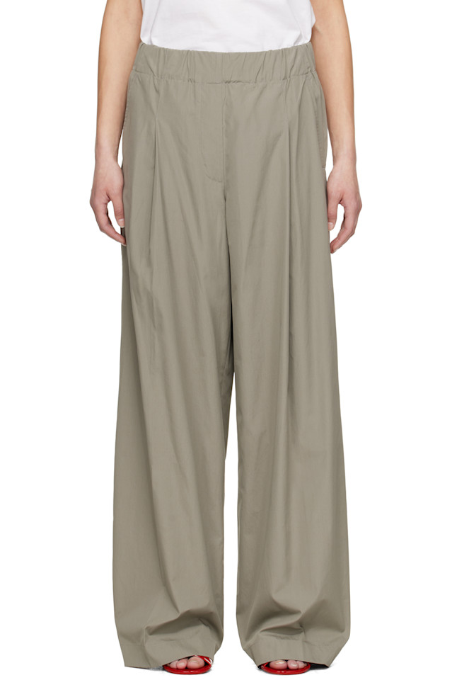 

Широкие плиссированные брюки Dries Van Noten, цвет cement