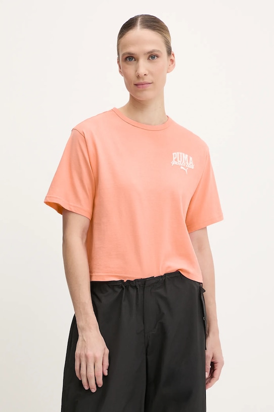

Хлопковая футболка Puma, оранжевый