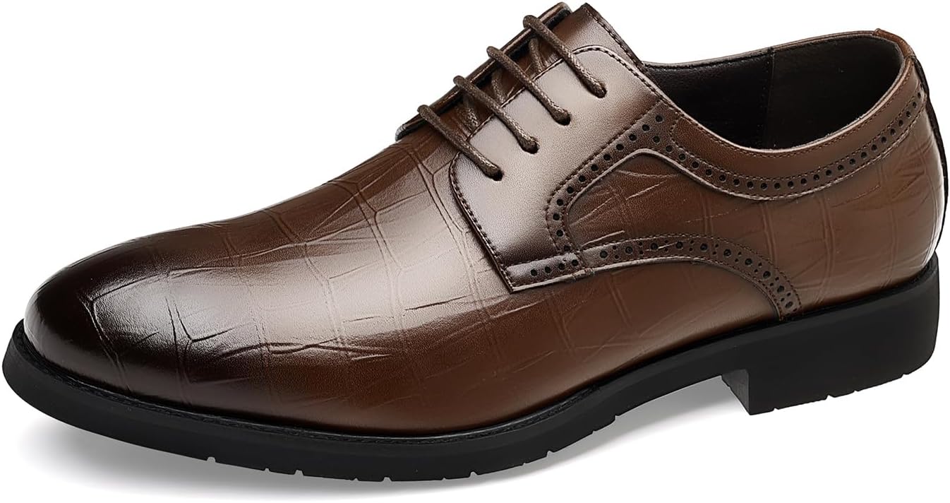 

Мужские оксфорды из кожи, деловые повседневные туфли с заостренным носком, дышащие туфли, противоскользящие кожаные туфли Meixi Mobile, коричневый