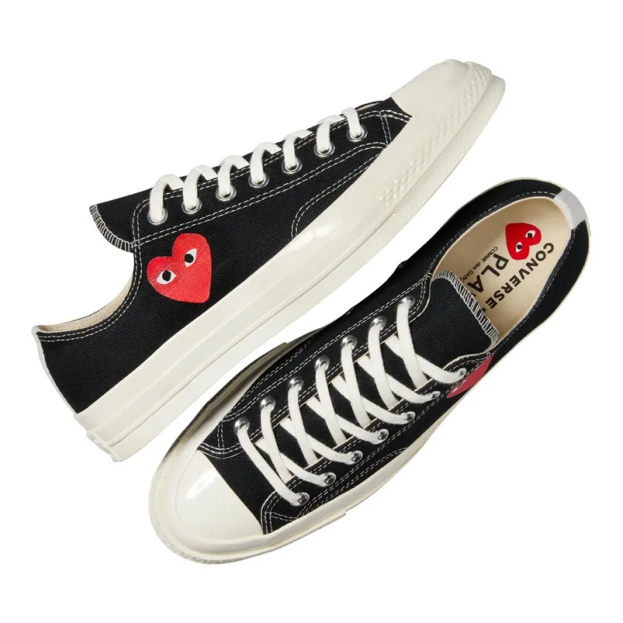 Кроссовки Comme Des Garcons Play X Converse Heart, размер бренда 8 (американский размер 9), черный — фото 3