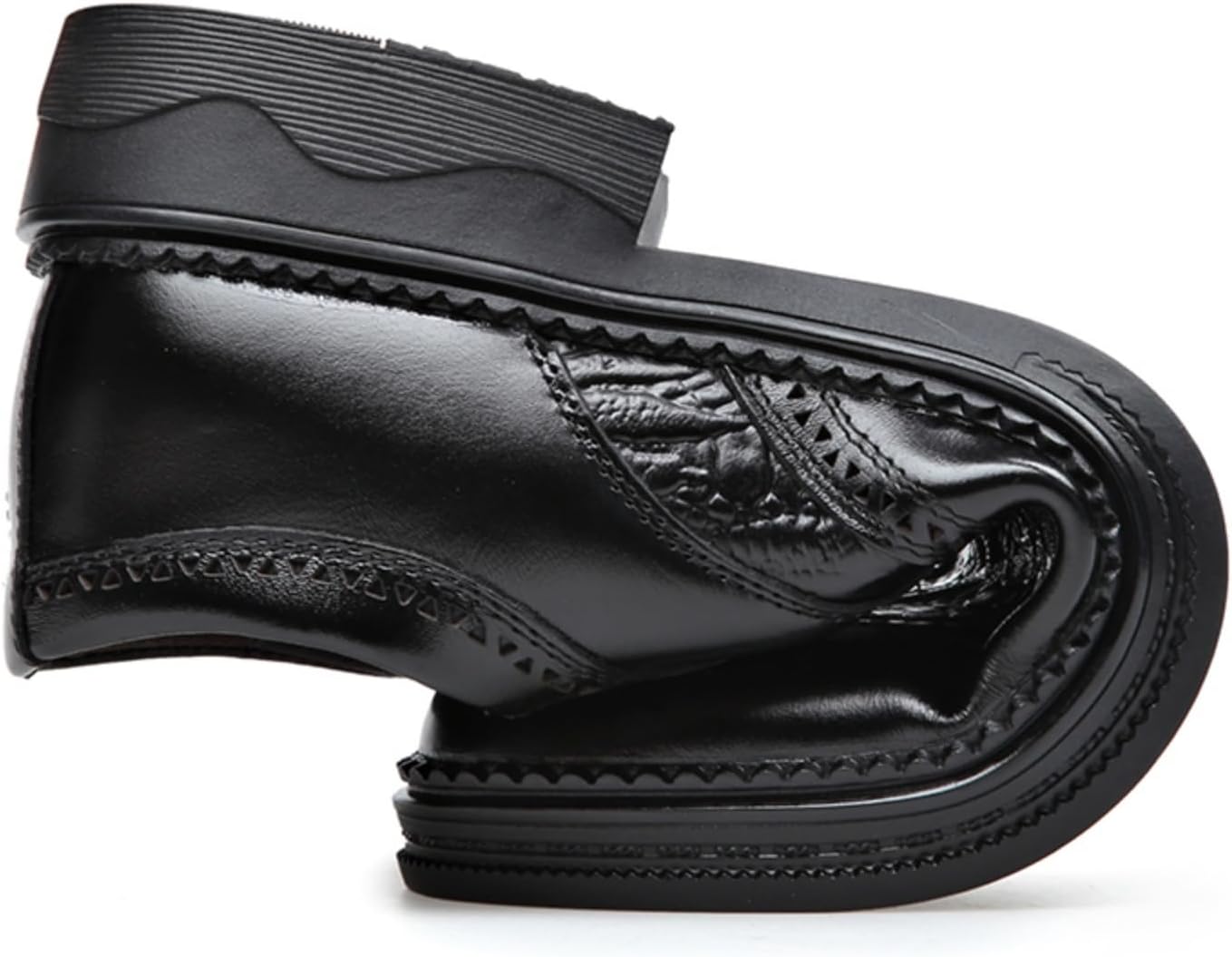 Мужские кожаные туфли Oxfords с крокодиловым узором, шнуровкой, низким верхом, броги с крылообразным носком Yrzhgdl, черный — фото 4
