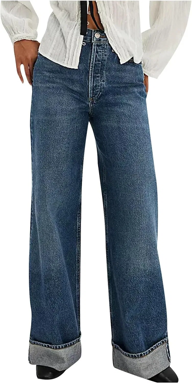 Джинсы свободные, Wide Leg, A#01 Dark Blue