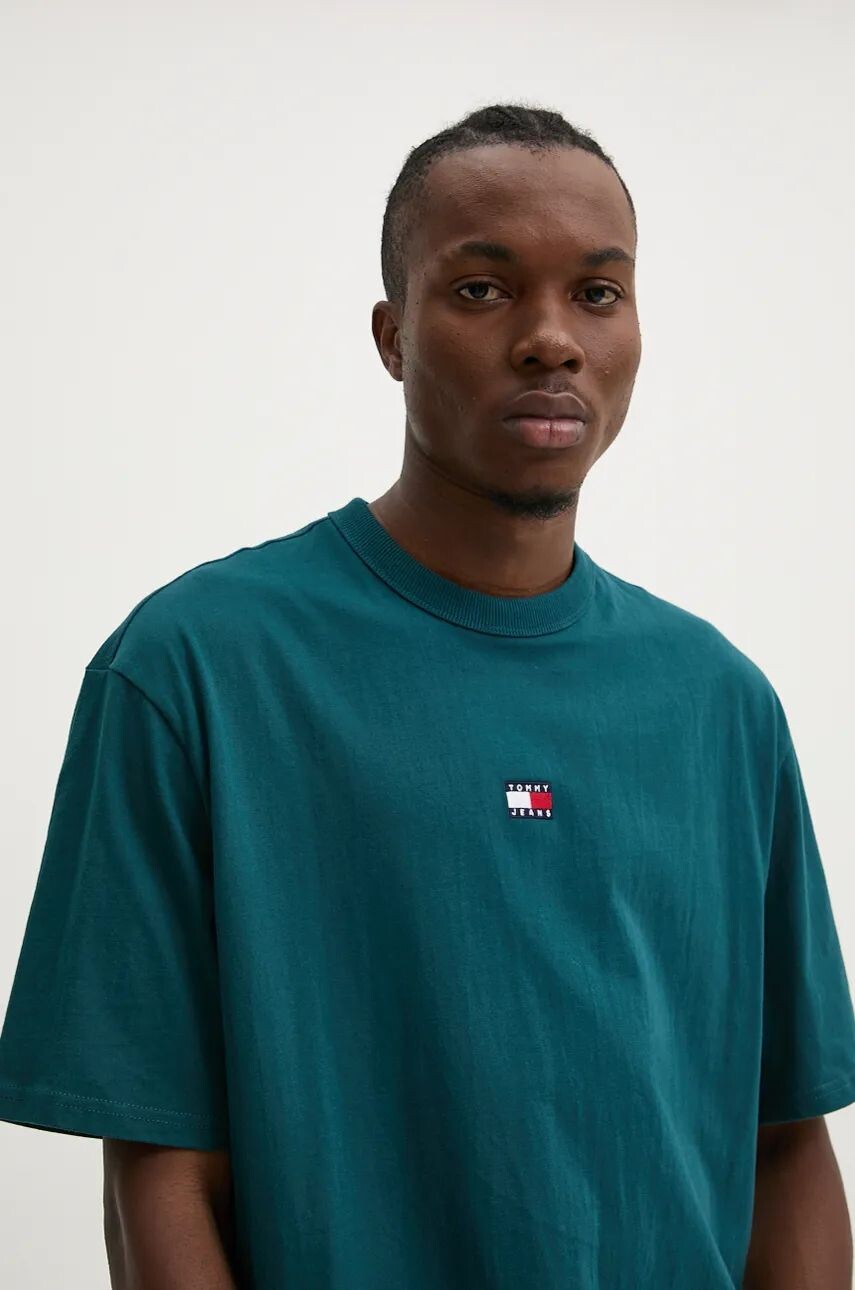 

Хлопковая футболка Tommy Jeans, бирюзовый