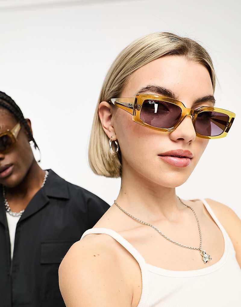 

Прозрачно-желтые прямоугольные солнцезащитные очки Ray-Ban Kiliane