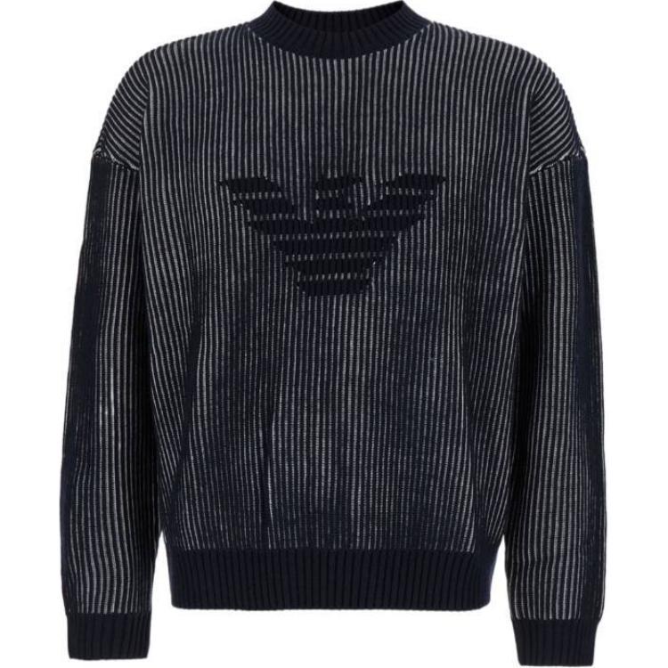 

Полосатый джемпер с логотипом и интарсией EMPORIO ARMANI, черный