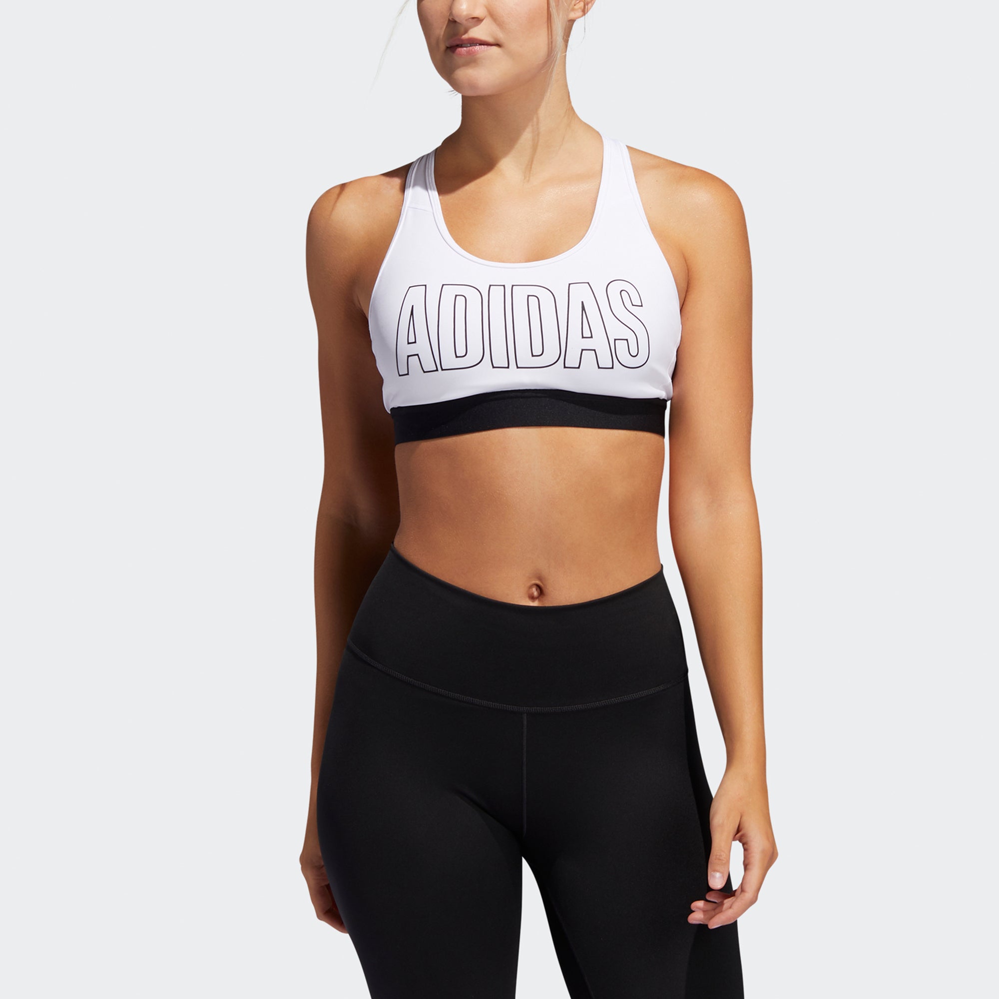 (WMNS) Бюстгальтер Adidas Don't Rest Alphaskin Padded Bra 'White Black' — фото 3