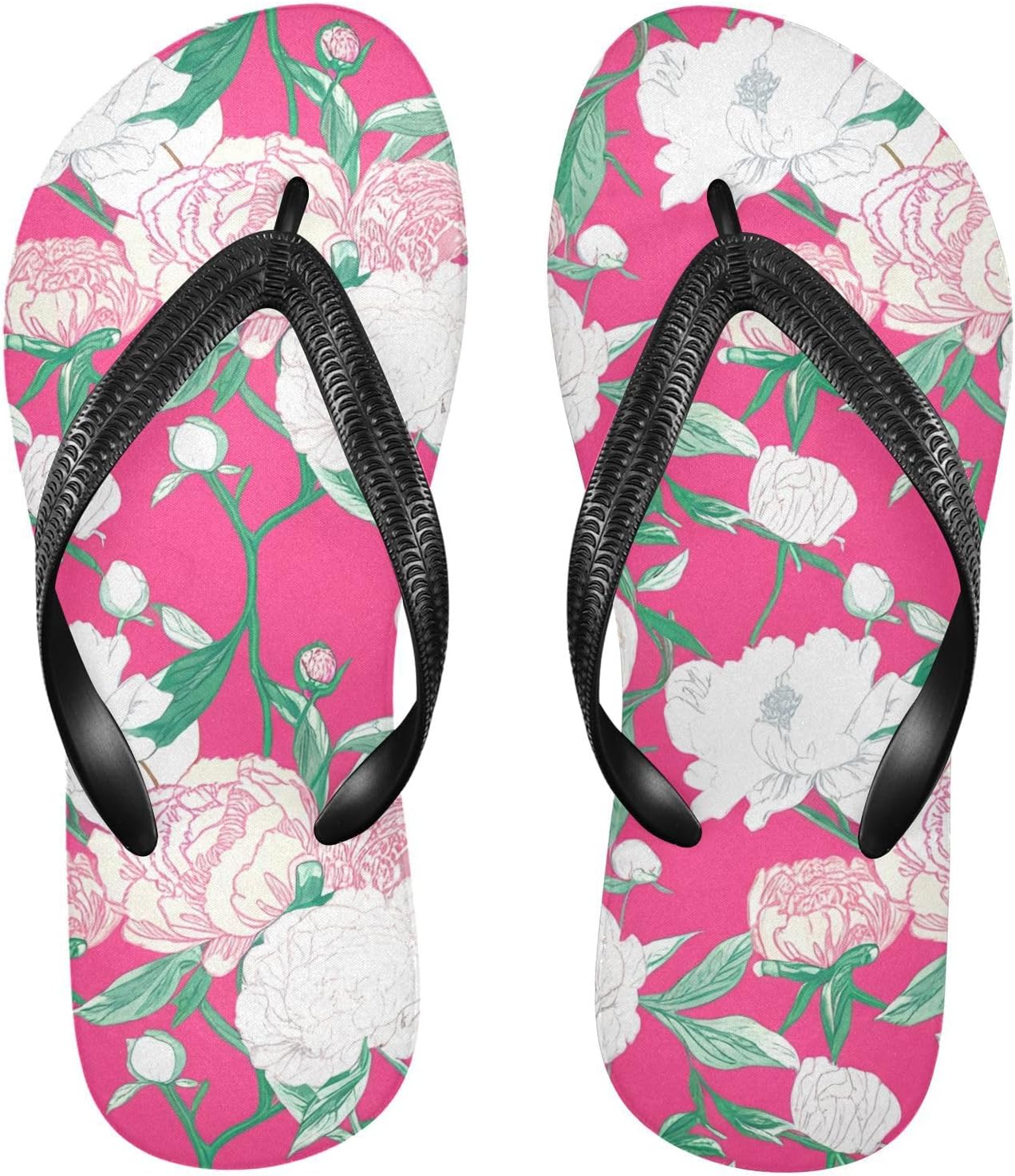 

Вьетнамки с цветком пиона, розовые, для пляжа и душа, резиновые, противоскользящие, летние, для мужчин и женщин Sinestour