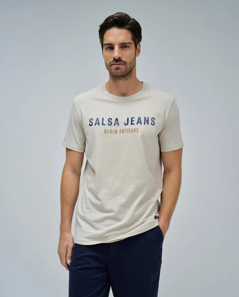 

Мужская футболка с логотипом Salsa Jeans, бежевый